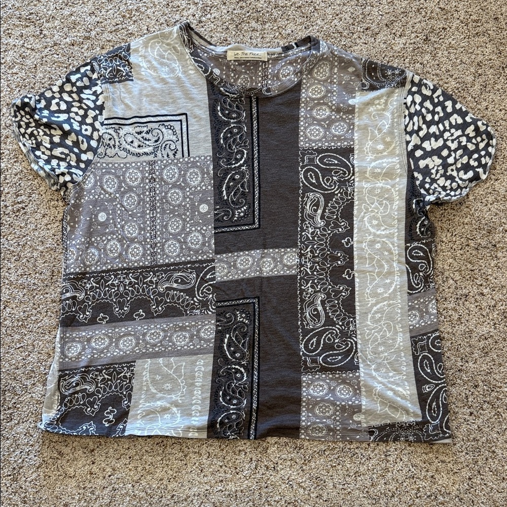 We the Free Patchwork Patterned T-Shirt
